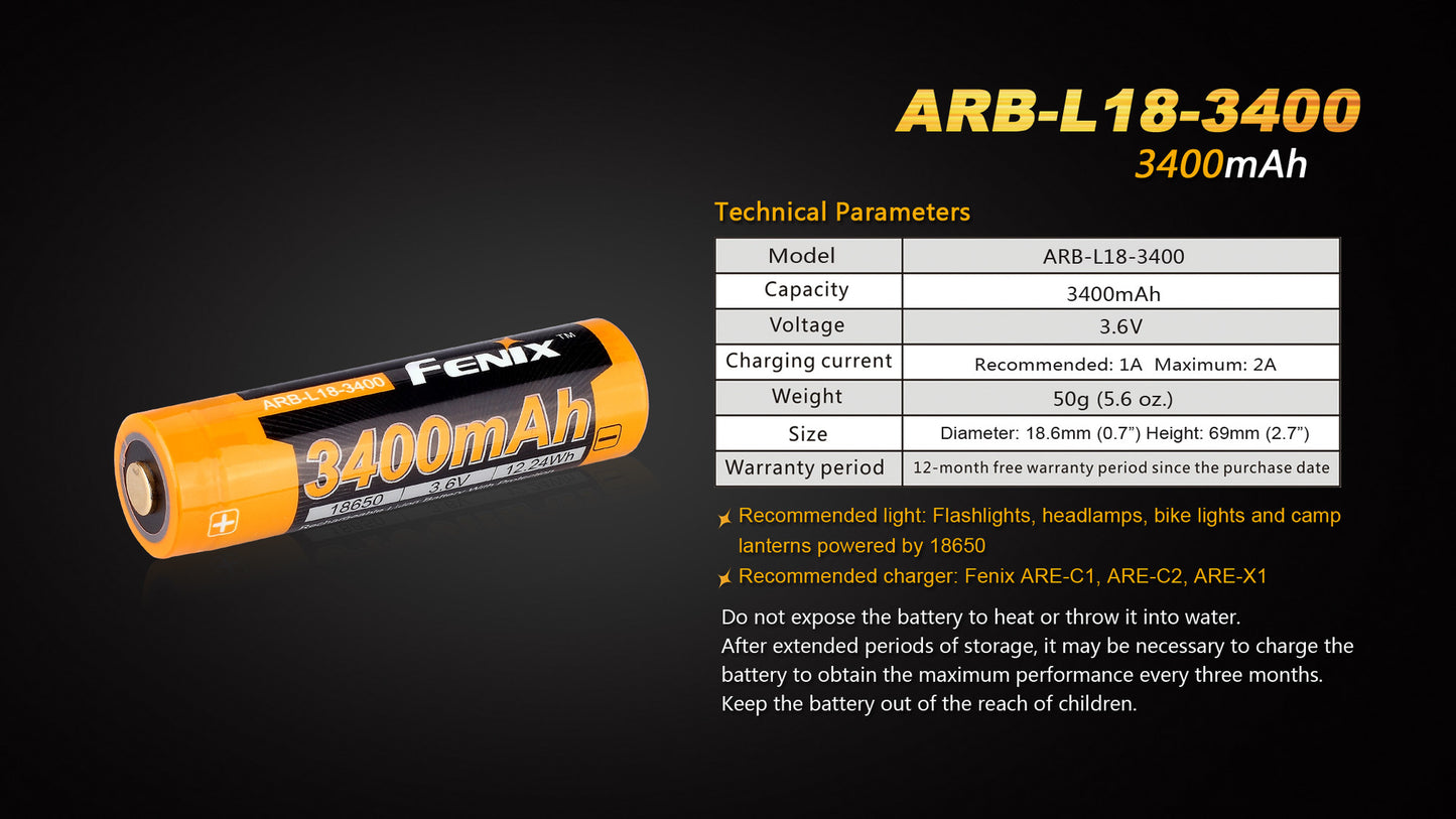 Fenix ARB-L18-3400 (3400mah 18650 Battery)