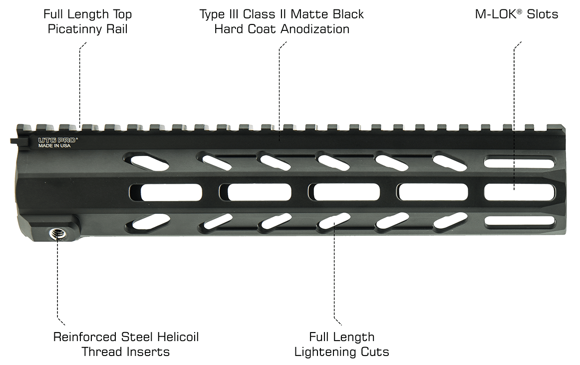 UTG PRO Arwen Free Float M-LOK® Handguard, 10"