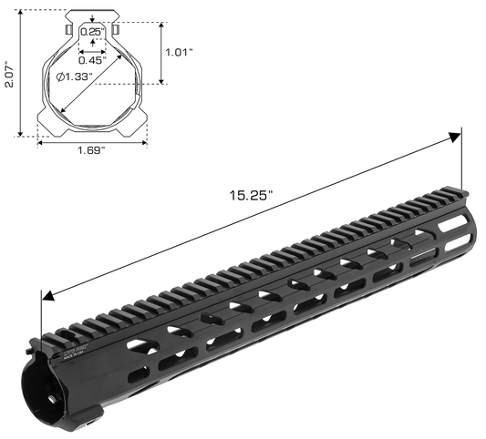 UTG PRO Arwen Free Float M-LOK® Handguard,15"