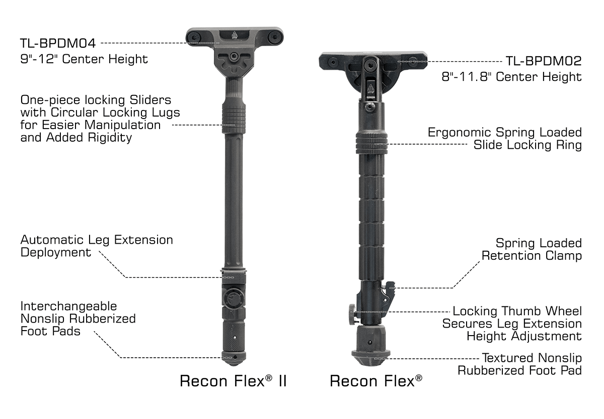 UTG Recon Flex® II Bipod, 8.7"- 12" Center Height, M-LOK