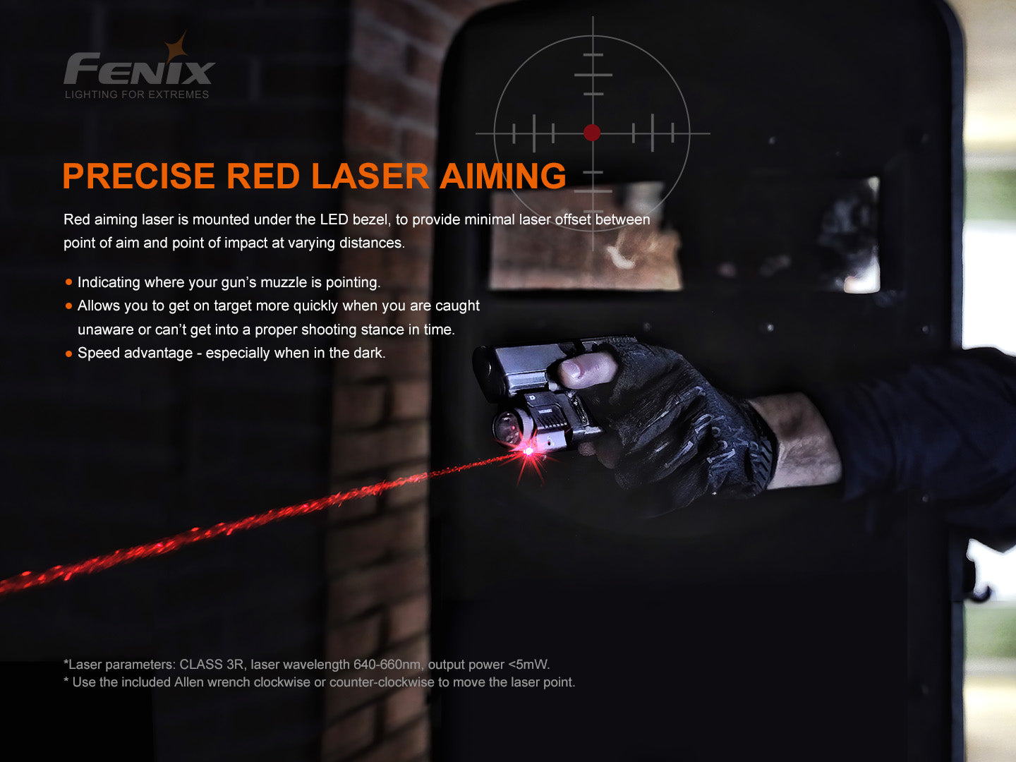 Fenix Tactical pistol flashlight with red laser – GL22