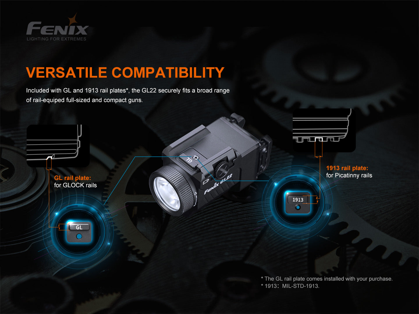 Fenix Tactical pistol flashlight with red laser – GL22