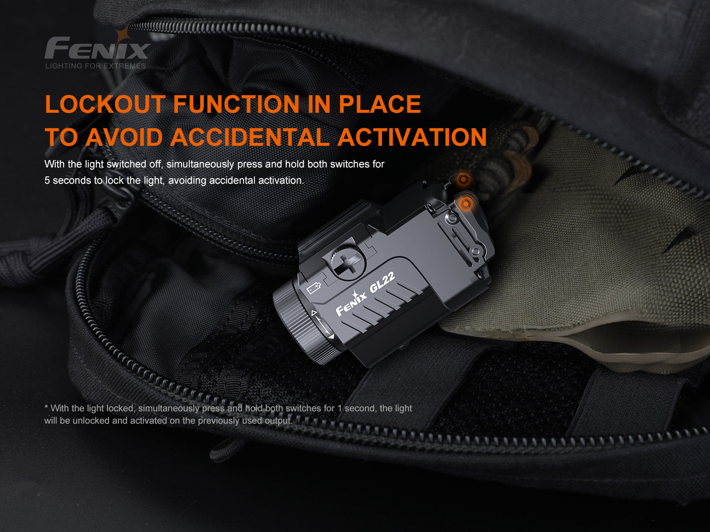 Fenix Tactical pistol flashlight with red laser – GL22