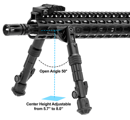 UTG RECON FLEX KEYMOD BIPOD, MATTE BLACK, 5.7''-8'' CENTER HEIGHT