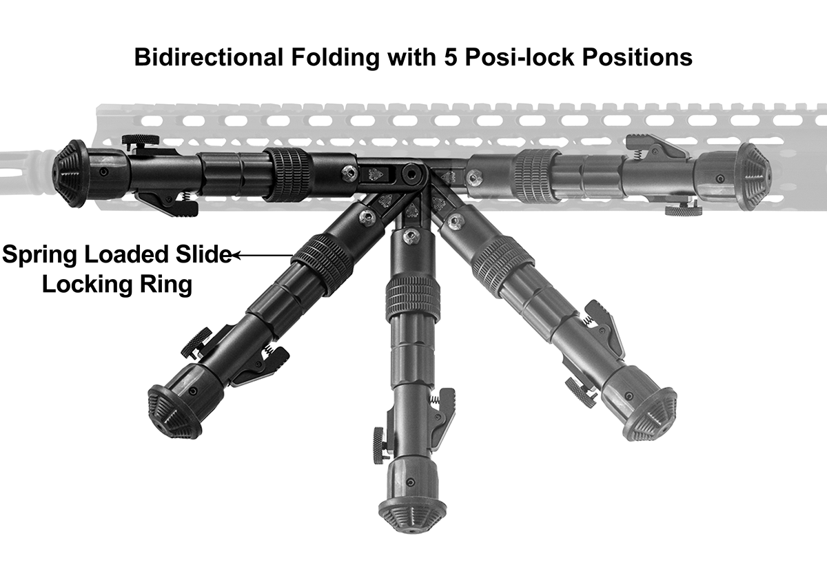 UTG RECON FLEX KEYMOD BIPOD, MATTE BLACK, 5.7''-8'' CENTER HEIGHT