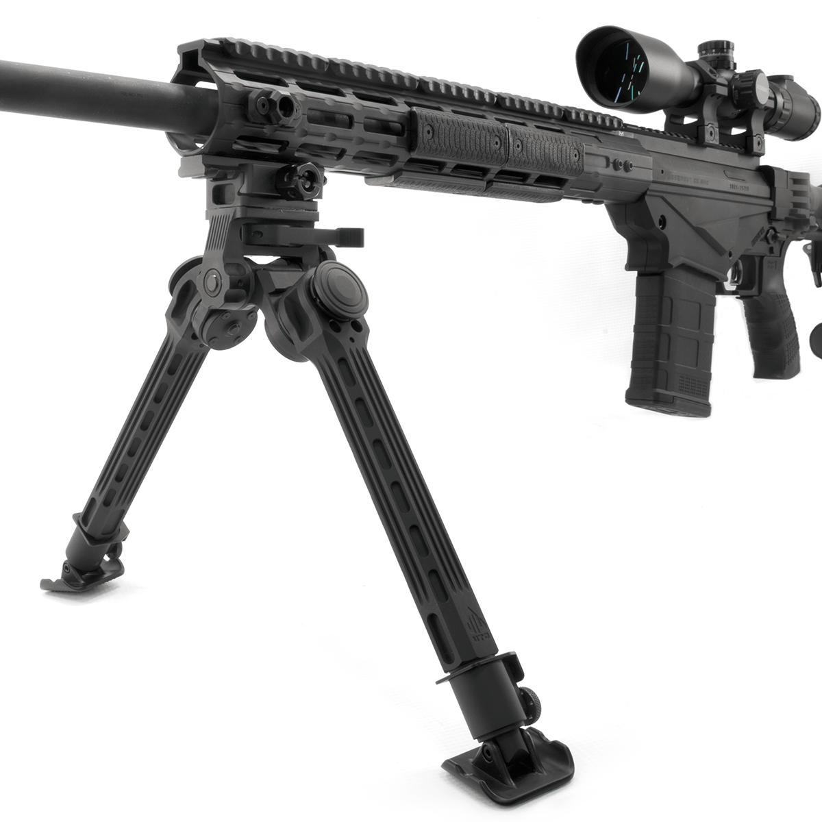 UTG BIG BORE FULL STABILITY BIPOD, 9"-14" CENTER HEIGHT
