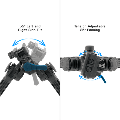 UTG BIG BORE FULL STABILITY BIPOD, 9"-14" CENTER HEIGHT