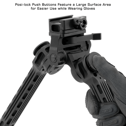 UTG BIG BORE FULL STABILITY BIPOD, 9"-14" CENTER HEIGHT